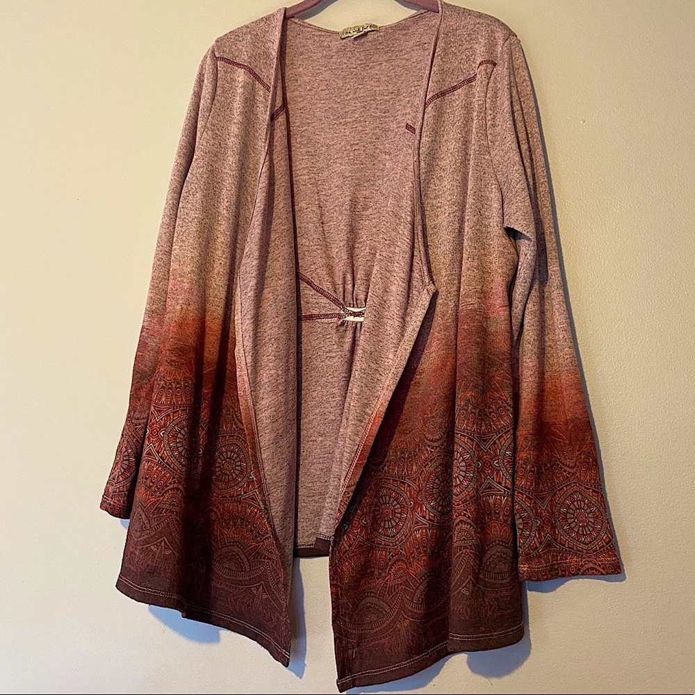 PL Red Ombre Cardigan Sweater